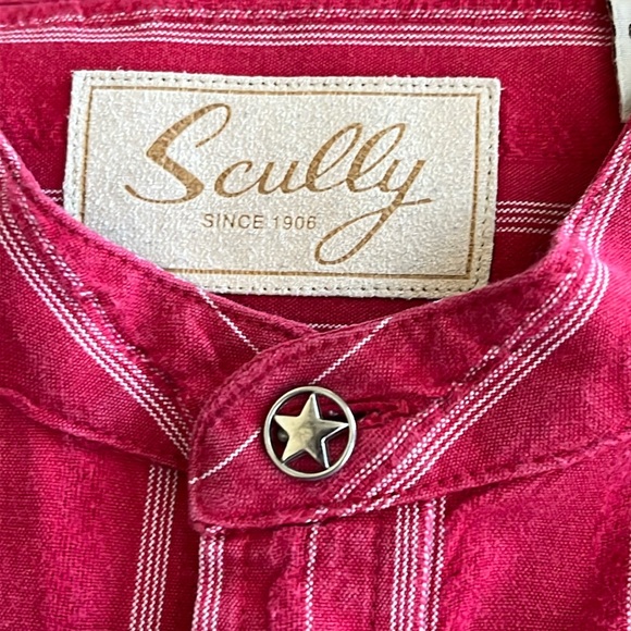 Scully Red and White Striped Men’s Size M Star Button Shirt - Picture 5 of 8